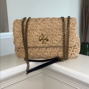 Tory Burch Kira straw shoulder/convertible cross body bag